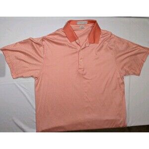 Martin Polo Shirt  Pink\Peach White Striped Golf Short Sleeve Mens Large
